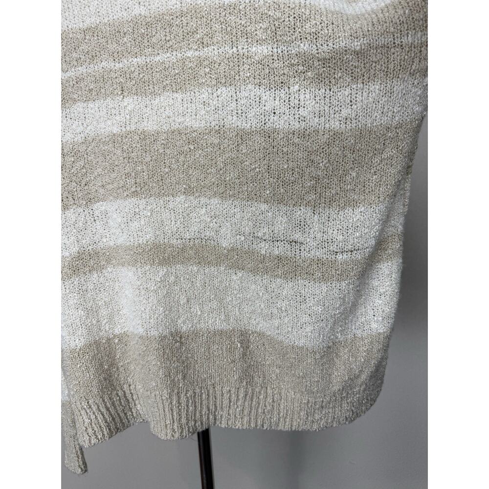 Women's BKE Sweater Sz M Tan White Long Sleeves 1/4 Lace Up Boxy Boho - Picture 7 of 16